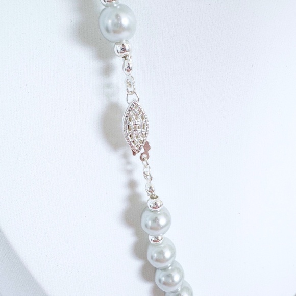 NEW Grey Shell Pearl Necklace 18” sterling - Sterling Silver - Picture 4 of 5